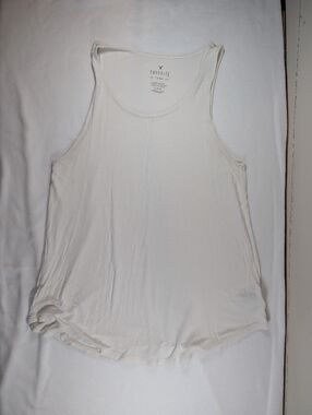 American Eagle Casual White Scoop Neck Tank - Lightweight